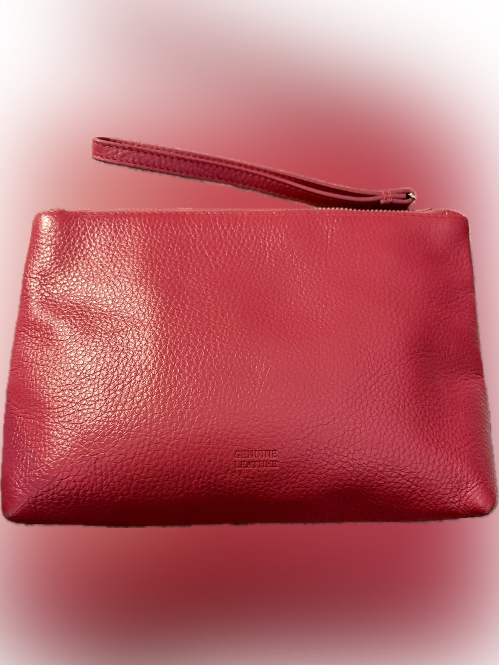 Just USA Pebbled Leather Clutch in Cherry Red